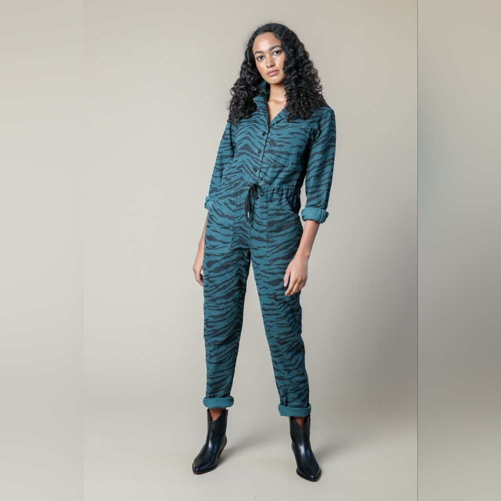 Rachel Antonoff Ziggy Jumpsuit Emerald Zebra